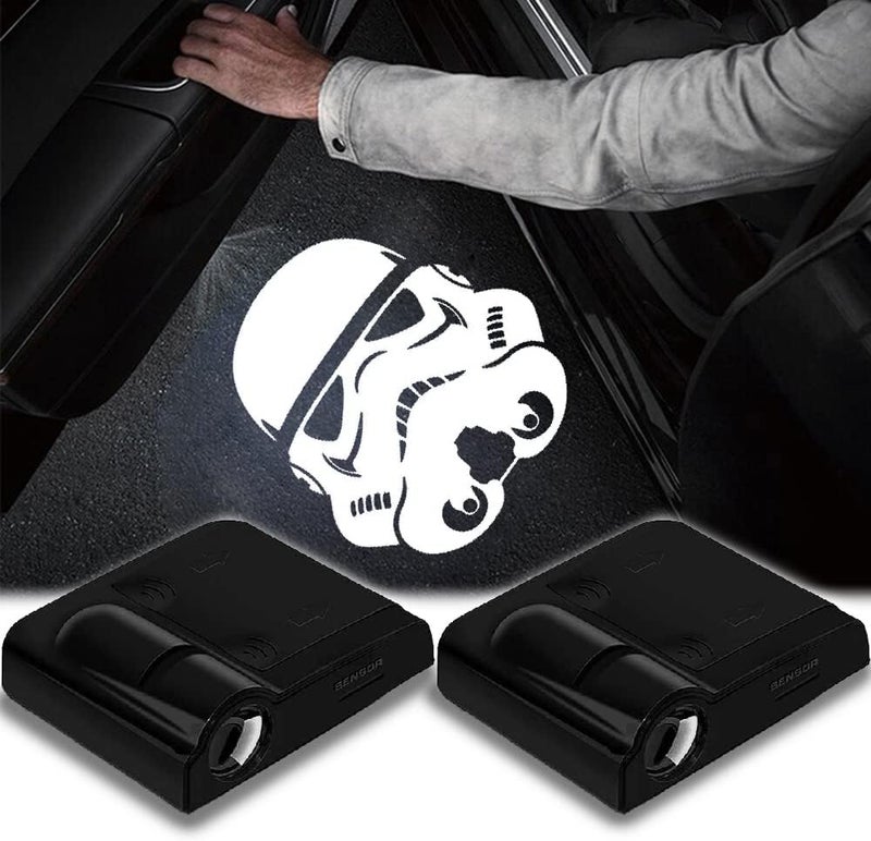 DmStore 2pcs 3D Magnetic Car Door Step LED Welcome Logo Shadow Ghost Light Projector Lamp fits All Car Models (Helmet2) by - Image 1